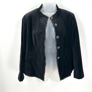 Coldwater Creek Classic Jacket Black Velvet Button Front Petite 12 Career P12